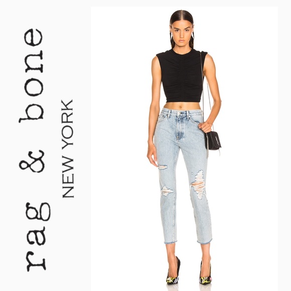 rag & bone Denim - rag & bone high rise skinny jeans Madison w holes